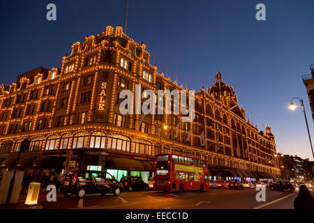 Harrods Department Store at Knightsbridge at night London United