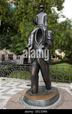 Franz Kafka monument in Dusni Street. Prague, Czech Republic. Stock Photo