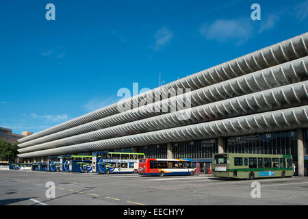 Preston, Lancashire: Preston Bus Station is often cited as an example of Brutalist architecture and is a listed building Stock Photo