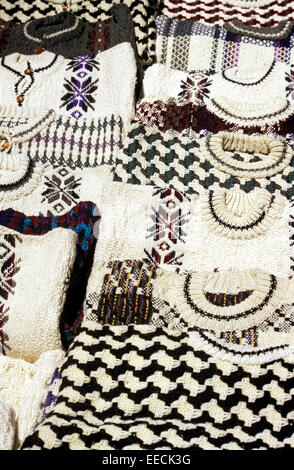 Handmade sweaters on display at Quito market, Ecuador, South America Stock Photo