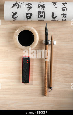 Calligraphy tools on the table Stock Photo