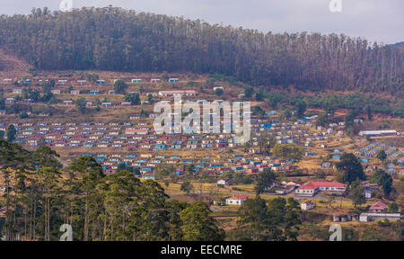 BULEMBU, SWAZILAND, AFRICA - Worker housing in former asbestos mining town, now largely unoccupied. Stock Photo