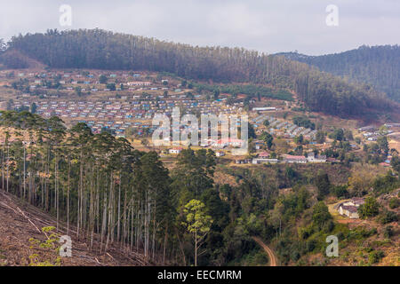 BULEMBU, SWAZILAND, AFRICA - Worker housing in former asbestos mining town, now largely unoccupied. Stock Photo