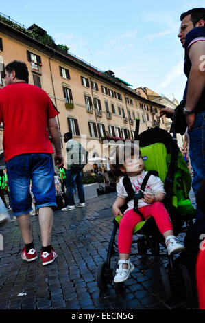 Piazza Navona, artist is sketching for visitors, Rome Italy Stock Photo