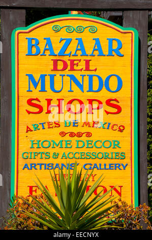 Bazaar del Mundo Shop sign, Old Town San Diego, San Diego, California Stock Photo