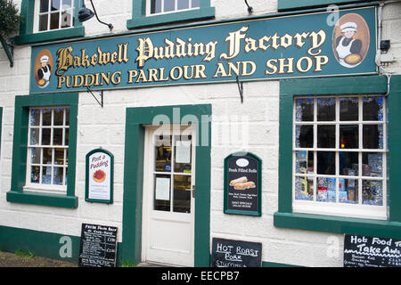 Bakewell pudding factory store shop in Bakewell, a market town in the Derbyshire Dales,England Stock Photo