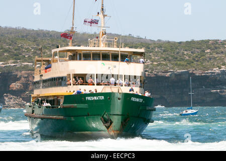 Sydney Manly ferry, MV Freshwater,  lead freshwater class ferry, carrying passengers during the start of the sydney to hobart yacht race Stock Photo