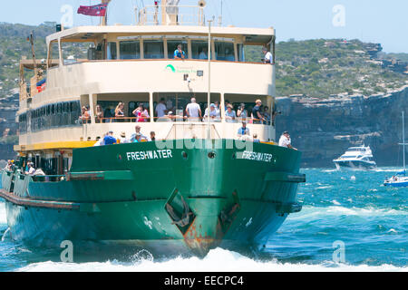 Sydney Manly ferry MV Freshwater transporting commuters on Sydney Harbour, one of the freshwater class ferries,Australia Stock Photo