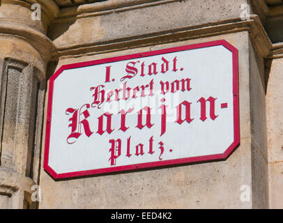 Herbert Von Karajan Platz home of The Vienna State Opera House in Austria Stock Photo