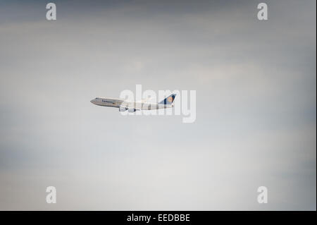 Berlin, Germany, Boeing 747-800 Lufthansa with the German national team Stock Photo