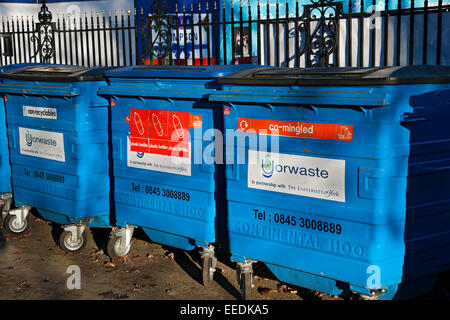 Blue wheelie bins bin outside flats houses flat house homes home ...
