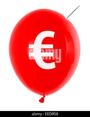 inflatable balloon with euro symbol and needle Stock Photo