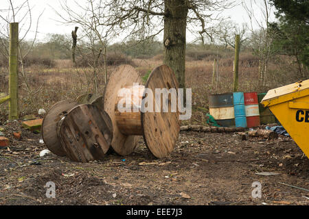 Old cable reels hi-res stock photography and images - Alamy