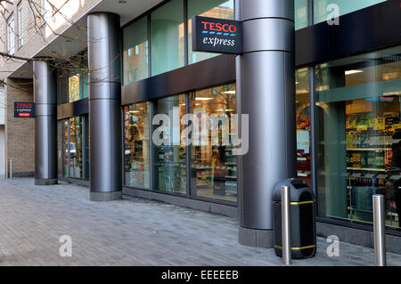 Tesco Express store in London docklands Canary Wharf Stock Photo