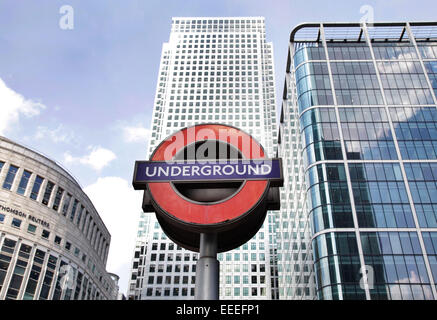 Underground roundel sign at Canary Wharf station London England United ...