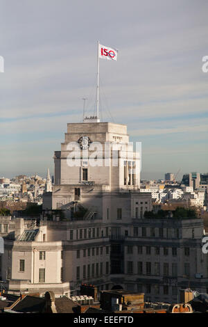 London Underground 150 Years flag flying from 55 Broadway Stock Photo