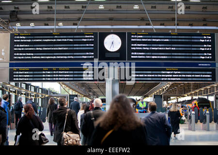 East Midlands Trains departure board at St. Pancras International station Stock Photo