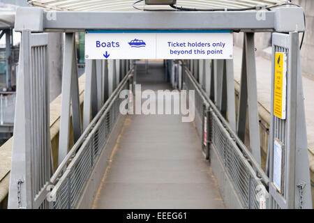 Signage at Westminster Millennium Pier Stock Photo