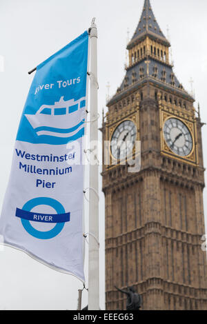 Signage at Westminster Millennium Pier Stock Photo