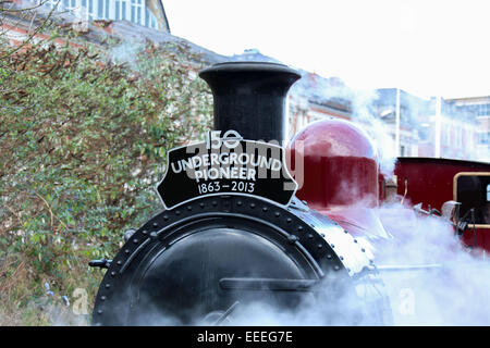 Front of a heritage Underground steam train Stock Photo