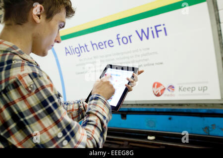 Wifi on the Tube from Virgin Media Stock Photo