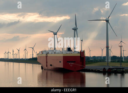 Emden, Germany, wind farm at Emden outer harbor Stock Photo