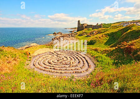 Dunure Castle, beach, Ayrshire , ruins, Scotland Stock Photo
