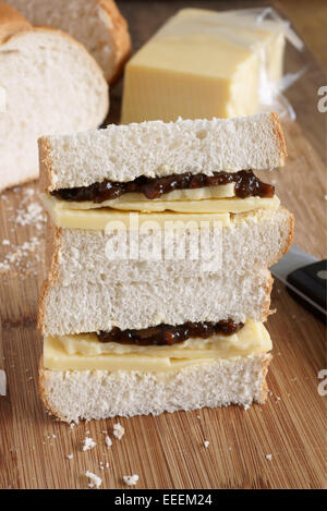Cheddar cheese and pickle sandwich a quick and simple snack Stock Photo
