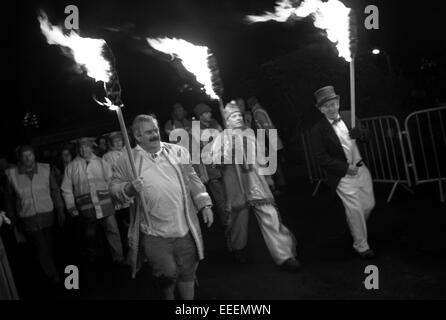 Tar Barrel (Tar Bar'l) new year celebrations in Allendale, Northumberland Stock Photo