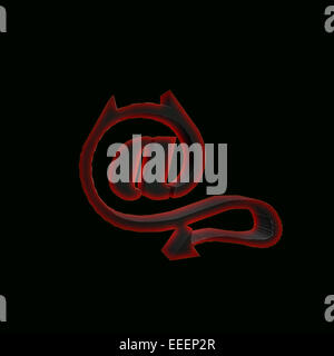 3d render of e-mail @ sign with horns and devil tail Stock Photo