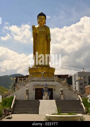 Golden Buddha at Buddha  park,Ullaanbaator,Mongolia Stock Photo