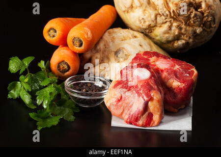 raw ox tail with ingredients Stock Photo