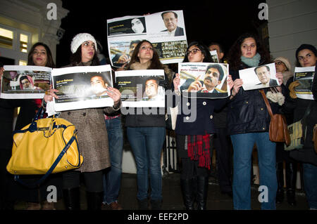 London, UK. 16th Jan, 2015. British Pakistanis protest against the terrorism and host vigil service outside the Pakistani high commission building for the vitims of the Peshawar school attack las December 2014. Credit:  Geovien So/Pacific Press/Alamy Live News Stock Photo