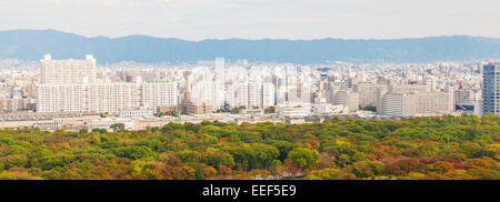 Panoramic view of Osaka city, Japan Stock Photo