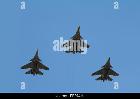 Formation of Sukhoi Fighter Jets Stock Photo