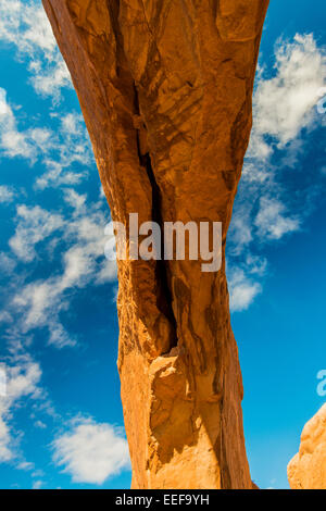Bottom view of the North Window Arch, Arches National Park, Utah, USA Stock Photo