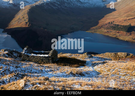 Ruined building on the Corpse Road above Haweswater, Cumbria. Stock Photo