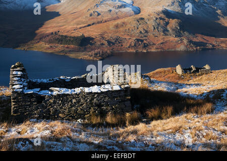 Ruined building on the Corpse Road above Haweswater, Cumbria. Stock Photo