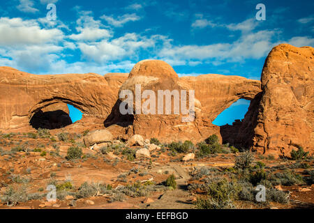 North and South Window Arch, Arches National Park, Utah, USA Stock Photo