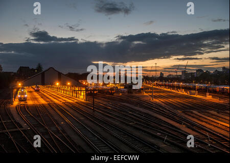 Dusk at Clapham Junction railway station, England Stock Photo