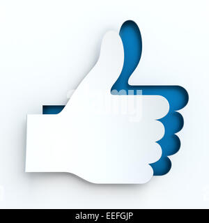 Paper thumbs up sign, 3d render Stock Photo