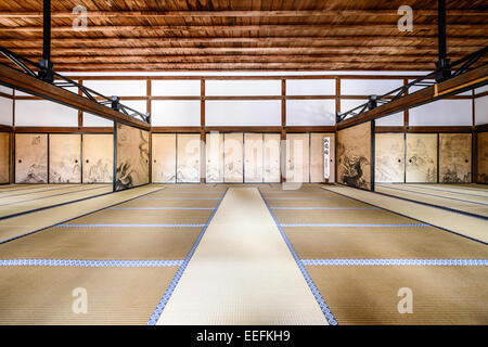 The interior of the Kuri, the main building of Ryoanji Temple. Stock Photo