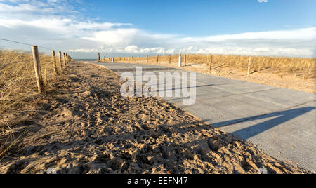 Katwijk aan Zee, South Holland, The Netherlands: Footpath leading to the beach and North Sea. Stock Photo