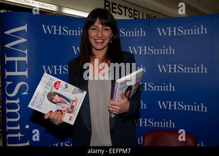 Davina McCall one of Britain's best loved TV Presenters poses with her new book during her book signing at WHSmith in Bromley Stock Photo