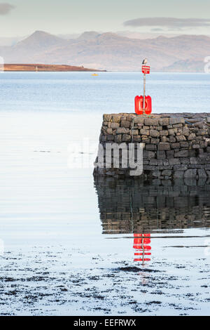 Jetty & Wester Ross Coast from the Isle of Skye in Scotland. Stock Photo