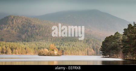 Castle on Loch an Eilein near Aviemore in the Highlands of Scotland. Stock Photo