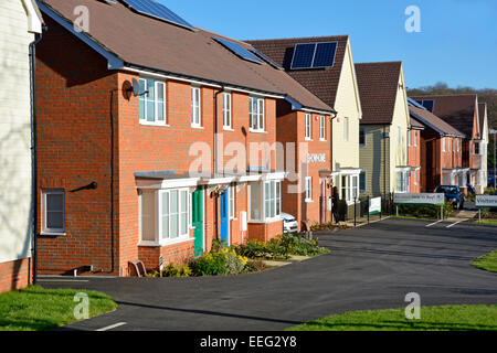 New mixed housing development few occupied some empty new solar panels installed includes showhome Harold Hill Romford London England UK Stock Photo