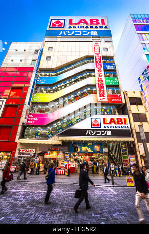 TOKYO - NOVEMBER 13: Akihabara district November13, 2014 in Tokyo, JP. The district is a major shopping area for electronic, com Stock Photo