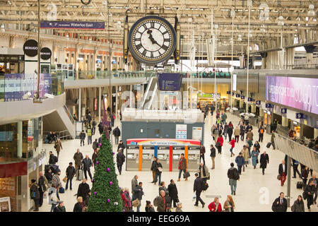 Waterloo Station in London. This is a central London railway terminus and underground station. Stock Photo