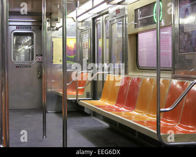 Interior or an empty NYC subway car Stock Photo - Alamy